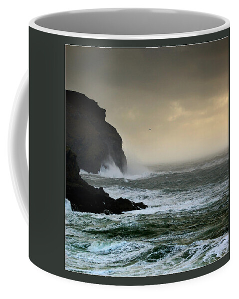 The Sound Coffee Mug featuring the photograph Ochre sky's and angry seas 1 by Paul Davenport