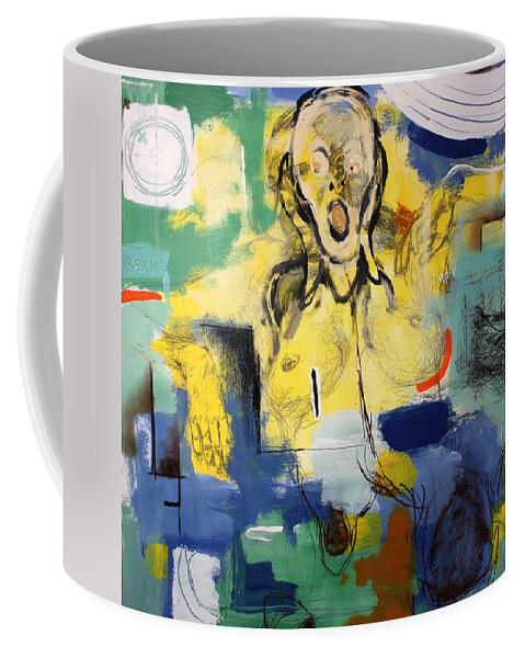 Expressive Coffee Mug featuring the mixed media Angstate by Aort Reed