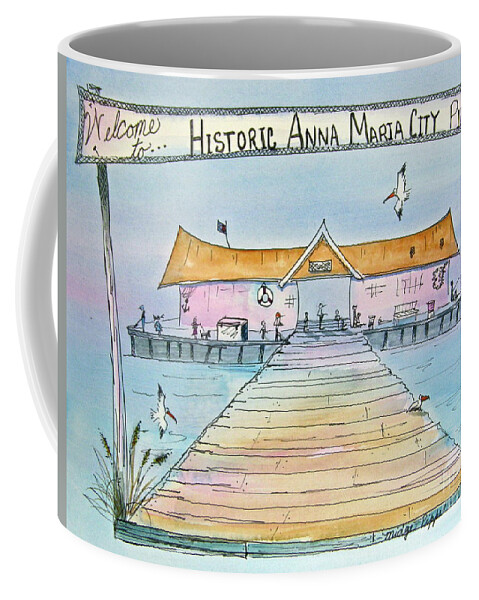 Anna Maria Island Coffee Mug featuring the painting Anna Maria City Pier by Midge Pippel