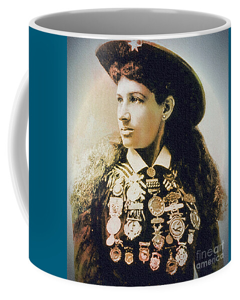 Annie Oakley Coffee Mug featuring the painting Annie Oakley - Shooting Legend by Ian Gledhill