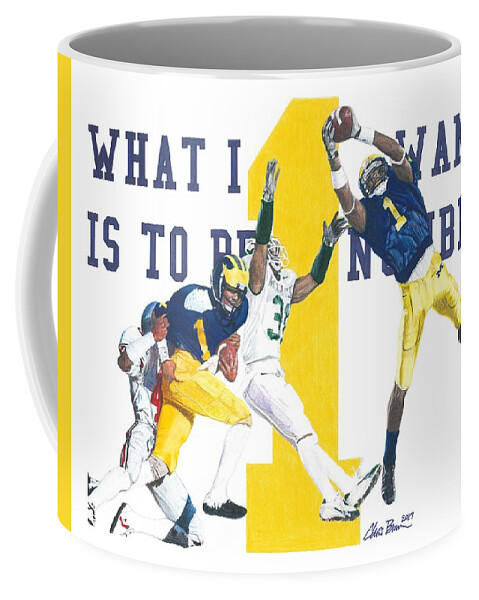 Michigan Wolverines Coffee Mug featuring the drawing Anthony Carter and Braylon Edwards - #1 by Chris Brown
