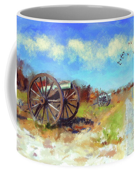 Antietam Coffee Mug featuring the digital art Antietam Under Blue Skies by Lois Bryan