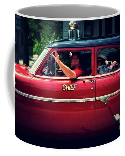 Color Coffee Mug featuring the photograph Antique Fire Chief Car by Frank J Casella