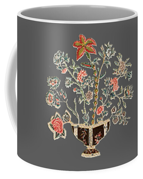 Floral Motif Coffee Mug featuring the mixed media Antique Floral Art by Asok Mukhopadhyay