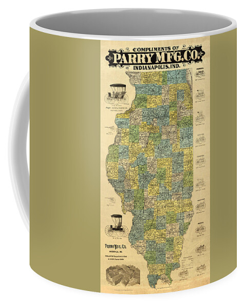 Map Of Indianapolis Coffee Mug featuring the drawing Antique map of Indianapolis by the Parry mfg company - Historical map by Studio Grafiikka