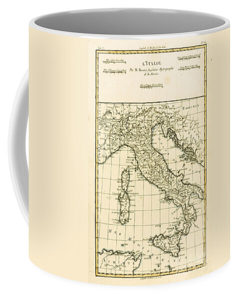 Maps Coffee Mug featuring the drawing Antique Map of Italy by Guillaume Raynal