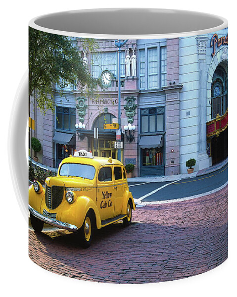Landscape Coffee Mug featuring the photograph Antique Yellow Cab, USA by Robert McKinstry
