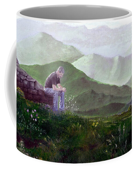Italy Coffee Mug featuring the painting Antonio Atop La Rocca de Monte Calvo by Albert Puskaric