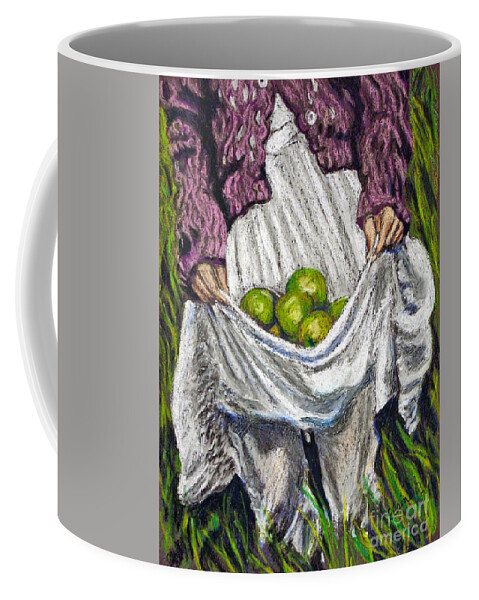 Apple Coffee Mug featuring the pastel Apple Picking by Elaine Berger