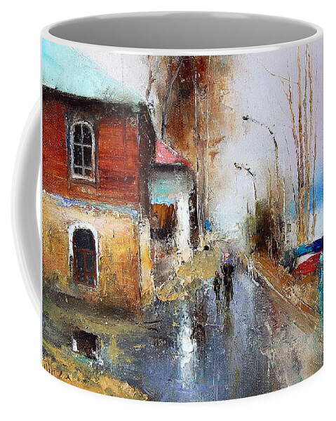 Russian Artists New Wave Coffee Mug featuring the painting April. The River Volga by Igor Medvedev