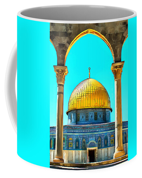 Al Aqsa Coffee Mug featuring the photograph Aqsa Mosque Arches by Munir Alawi