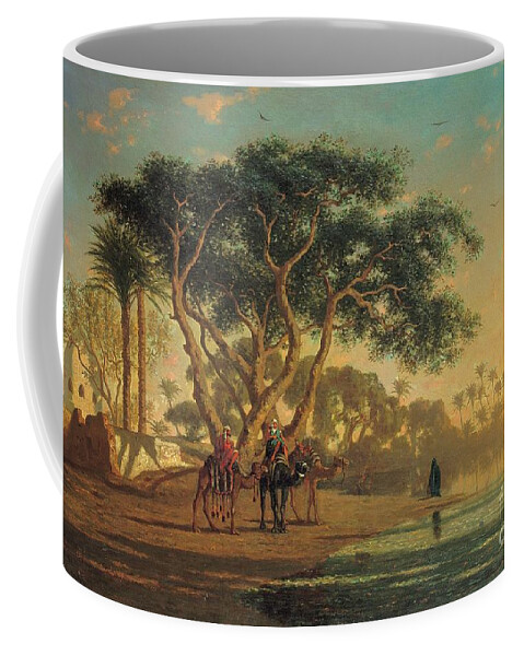 Arab Coffee Mug featuring the painting Arab Oasis by Narcisse Berchere