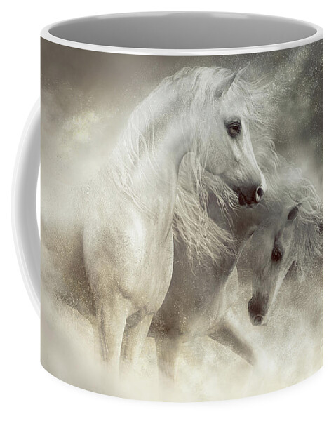 Arabian Horse Coffee Mug featuring the digital art Arabian Horses Sandstorm by Shanina Conway