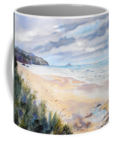 Beach Coffee Mug featuring the painting Arcadia Beach, Oregon by Diane Kirk