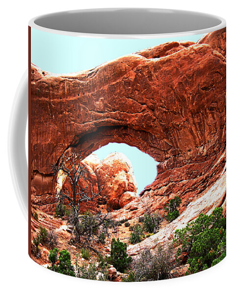 Moab Coffee Mug featuring the digital art Arch Face by Gary Baird