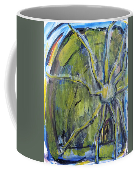 Katt Yanda Original Art Watercolor Artbook Collection Sun Sunrays Hot Arch Coffee Mug featuring the mixed media Arch in the Sun by Katt Yanda