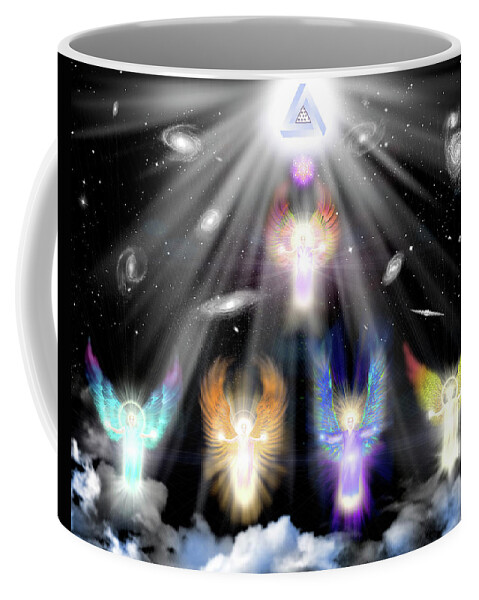Endre Coffee Mug featuring the ceramic art Archangels by Endre Balogh