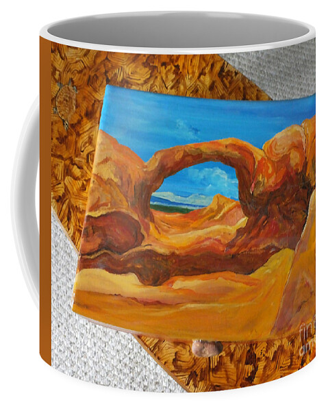 National Park Coffee Mug featuring the mixed media Arches National Park Hand painted Box by Lizi Beard-Ward