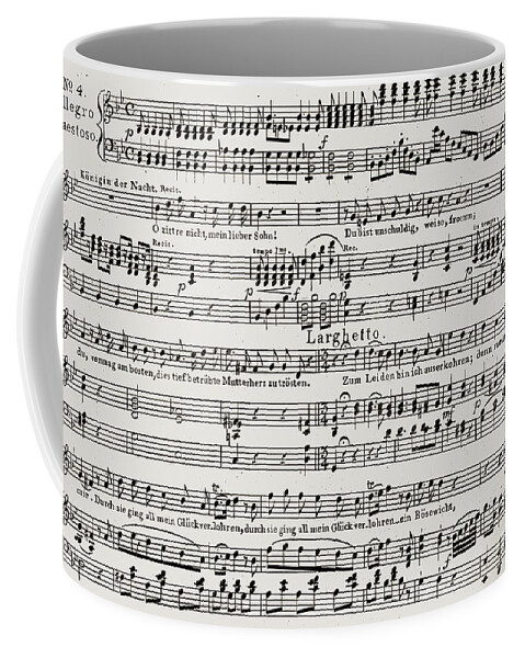Larghetto Coffee Mug featuring the drawing Aria for the Queen of the Night, in Act I of Wolfgang Amadeus Mozart 's opera The magic Flute by Wolfgang Amadeus Mozart