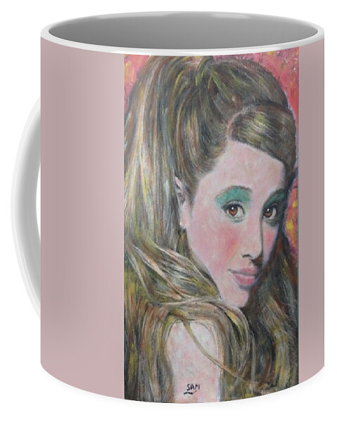 Ariana Grande Coffee Mug featuring the painting Ariana Grande by Sam Shaker