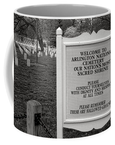 Arlington Coffee Mug featuring the photograph Arlington Cemetery Sign by Olivier Le Queinec