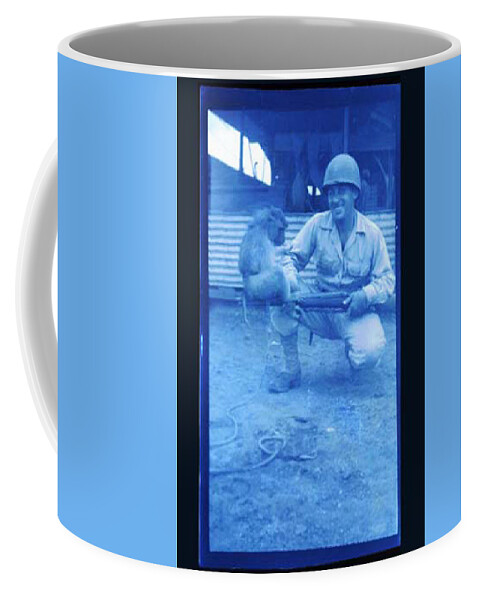 Antiques Coffee Mug featuring the photograph Army Man with Monkey by John Vincent Palozzi