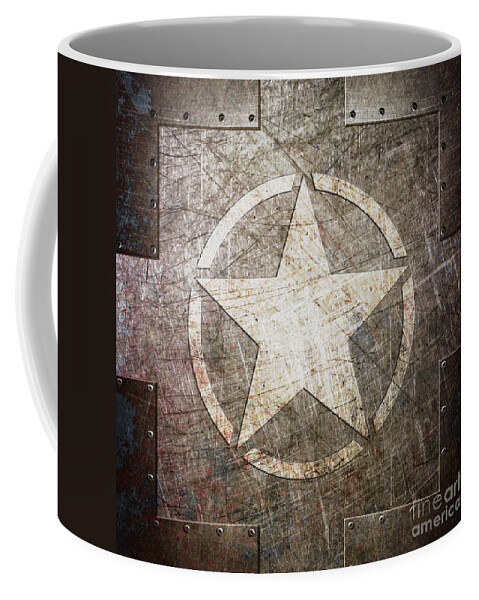 Army Coffee Mug featuring the digital art Army Star on Steel by Fred Ber