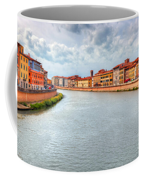 Pisa Coffee Mug featuring the photograph Arno river in Pisa, Tuscany, Italy by Michal Bednarek
