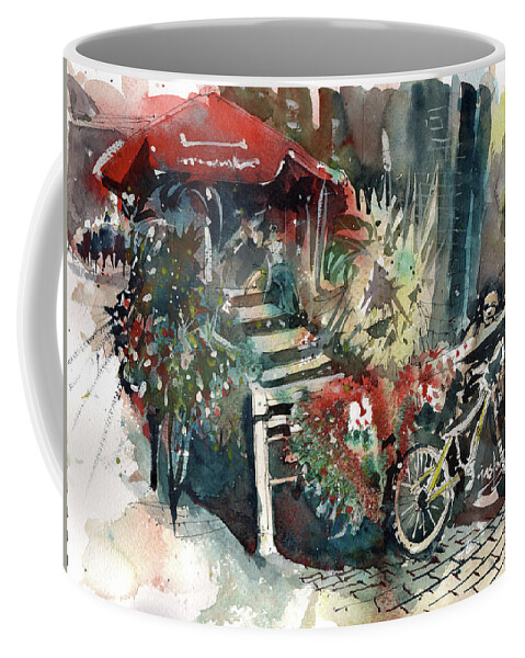 Watercolor Coffee Mug featuring the painting Around the Market by Gaston McKenzie