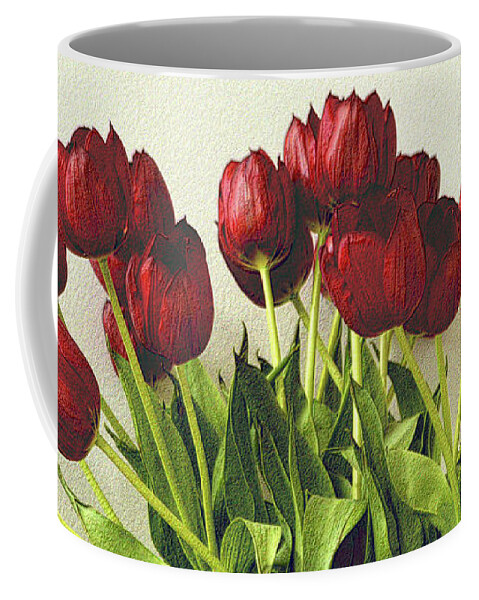 Tulips Coffee Mug featuring the photograph Array of Red Tulips by Nadalyn Larsen