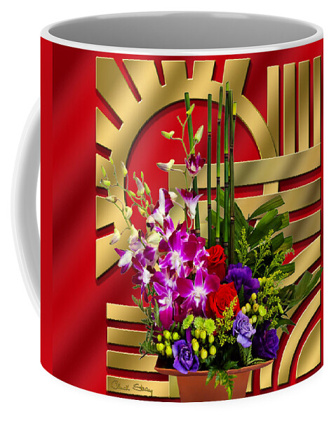 Art Deco Coffee Mug featuring the digital art Art Deco Floral by Chuck Staley