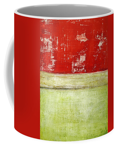 Abstract Prints Coffee Mug featuring the painting Art Print Rotgelb by Harry Gruenert