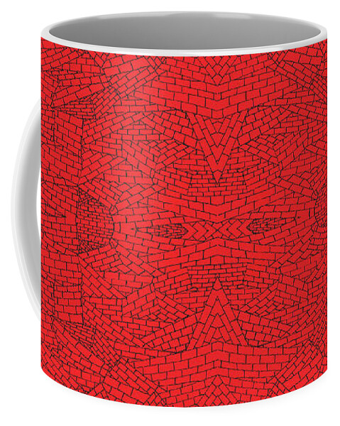 Urban Coffee Mug featuring the digital art 048 Brick On Red Reverse by Cheryl Turner
