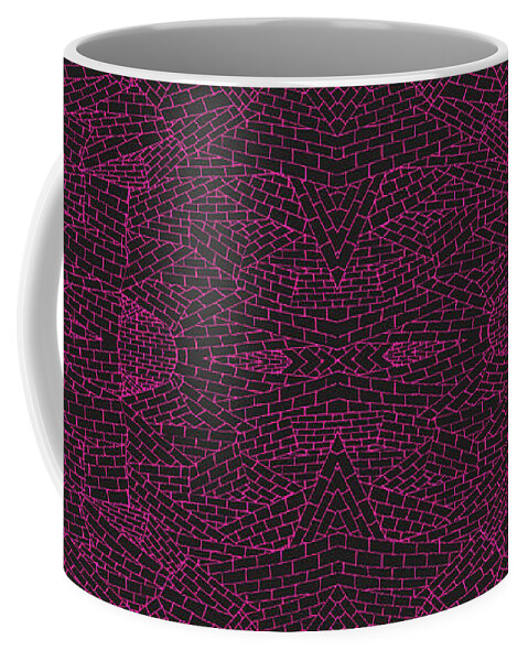 Urban Coffee Mug featuring the digital art 079 Brick On Pink by Cheryl Turner