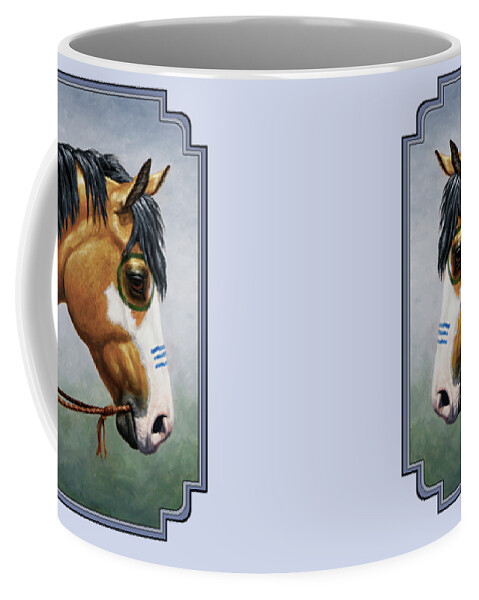 Horse Coffee Mug featuring the painting Buckskin Native American War Horse by Crista Forest