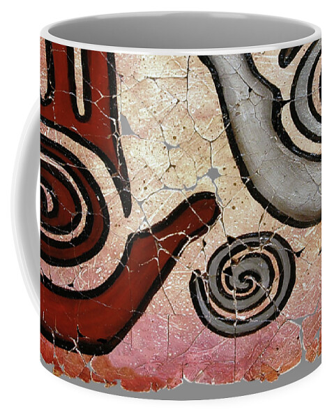 Healing Hands Coffee Mug featuring the painting Healing Hands Broken Fresco The Beginning of a Journey by OLena Art