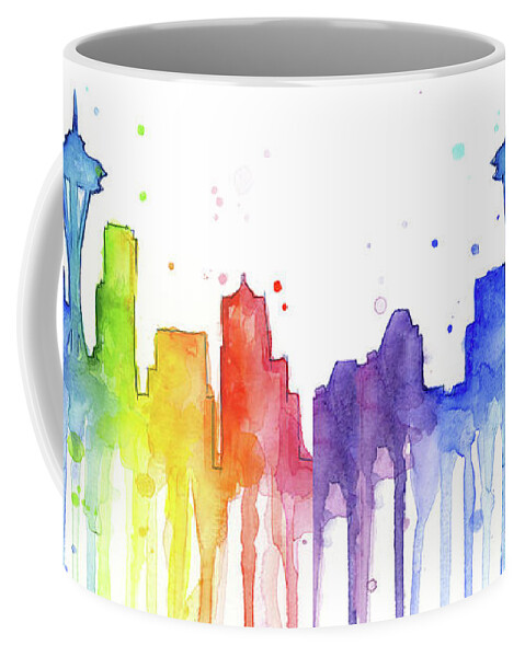 Seattle Rainbow Watercolor Coffee Mug For Sale By Olga Shvartsur