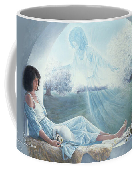 Spirituality Coffee Mug featuring the painting Exterior to One's Body by Lucie Bilodeau