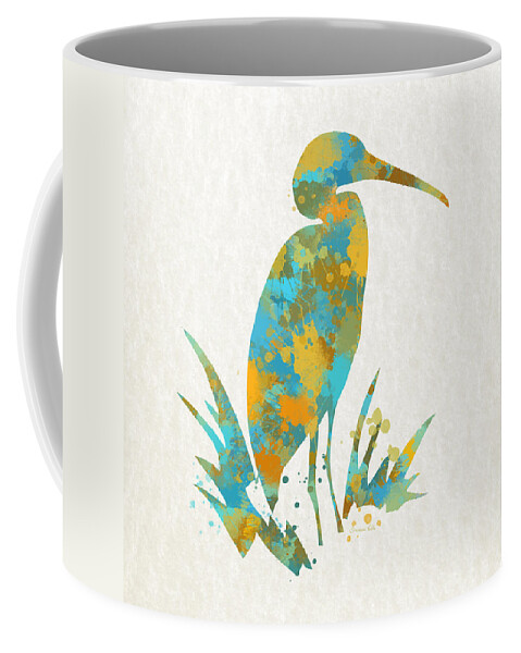 Heron Coffee Mug featuring the mixed media Heron Watercolor Art by Christina Rollo