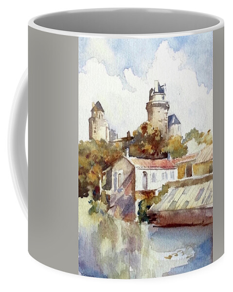 Chateau Coffee Mug featuring the painting Chateau Poitevin - France by Francoise Chauray
