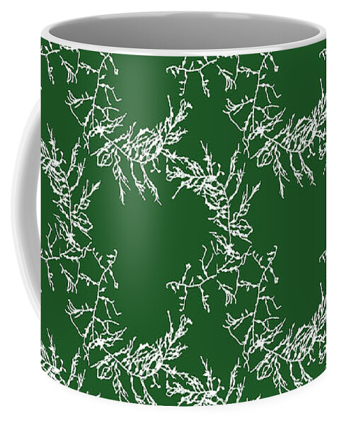 Algae Coffee Mug featuring the mixed media Green Seaweed Art Cystoseira Fibrosa by Christina Rollo