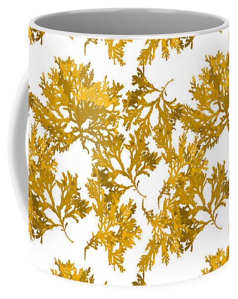 Seaweed Coffee Mug featuring the mixed media Gold Seaweed Art Delesseria Alata by Christina Rollo