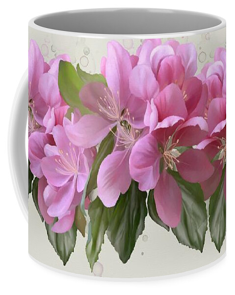  Floral Coffee Mug featuring the painting Pink blossoms by Ivana Westin