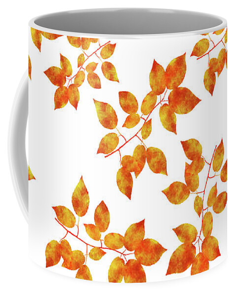 Leaves Coffee Mug featuring the mixed media Black Cherry Pressed Leaf Art by Christina Rollo