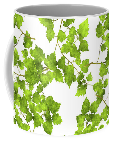 Leaves Coffee Mug featuring the mixed media Hawthorn Pressed Leaf Art by Christina Rollo