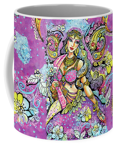 Indian Dancer Coffee Mug featuring the painting Purple Paisley Flower by Eva Campbell
