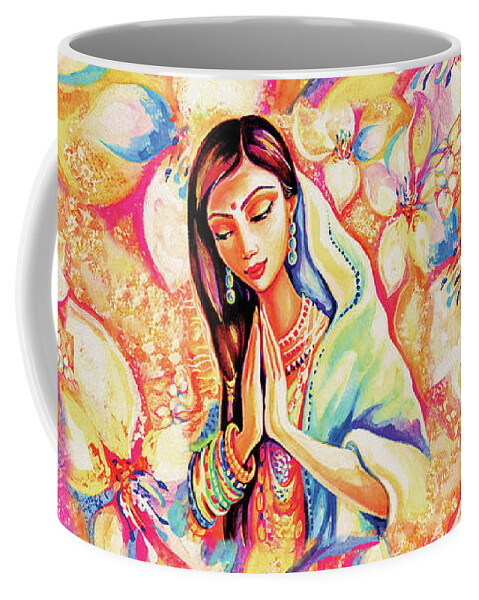 Praying Woman Coffee Mug featuring the painting Little Himalayan Pray by Eva Campbell