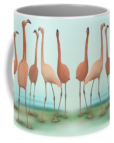 Drawing Coffee Mug featuring the painting Flamingo Mingle by Ivana Westin