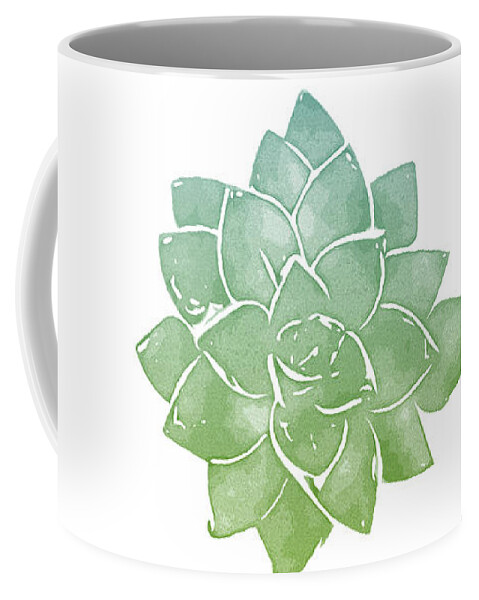 Succulent Coffee Mug featuring the mixed media Green Succulent 1- Art by Linda Woods by Linda Woods