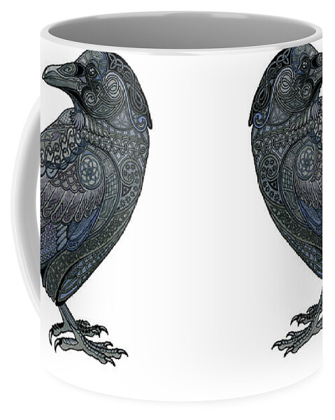 Raven Coffee Mug featuring the mixed media Celtic Raven by ZH Field